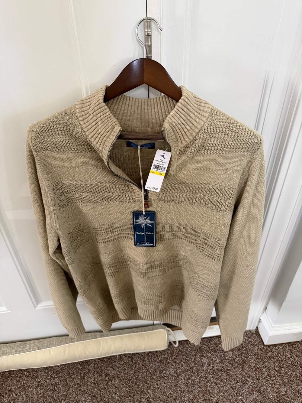 Tommy Bahama Abbey Stone  Half-Zip Knit Sweater mock neckline straight hemline - Picture 5 of 6